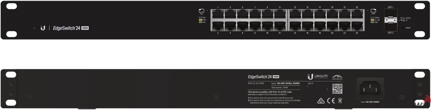 UBNT Ubiquiti EdgeSwitch ES-24-250W 24 Port Gigabit - 2 SFP Yönetilebilir PoE+