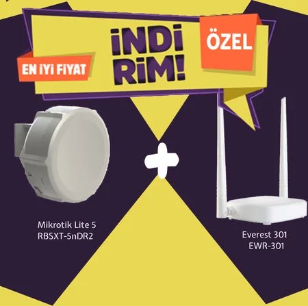 Mikrotik RBSXT-5nDr2 SXT Lite 5-Everest EWR-301 Kablosuz Router Bundle Kamyanya